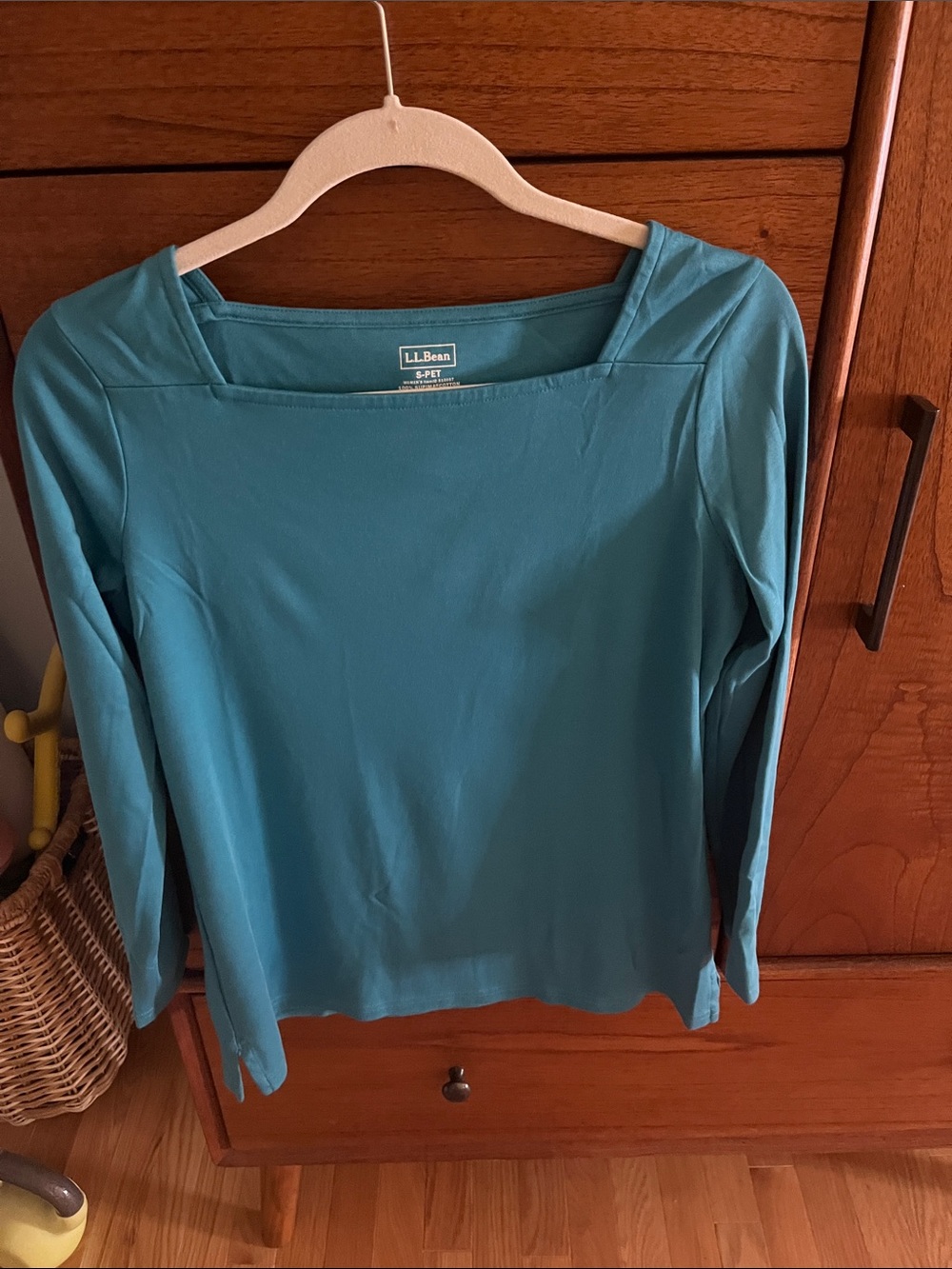 L.L. Bean Teal Square-Neck Long Sleeve Tee
